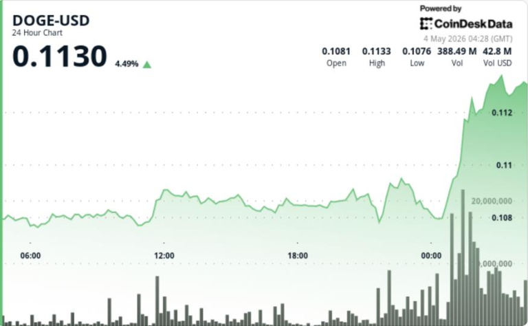 Dogecoin jumps 4% to lead gains among majors as bitcoin zooms higher